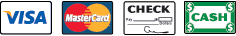We Accept Visa, MasterCard, Cash, and Checks We Accept Visa, MasterCard, Cash, and Checks
